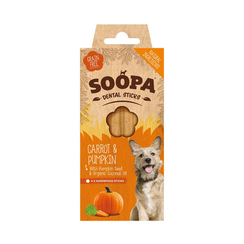 Soopa Healthy Dog Treats Dental Sticks Carrot & Pumpkin 100g