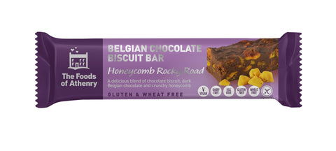 Belgian Chocolate Biscuit Bar: Honeycomb Rocky Road. Foods of Athenry