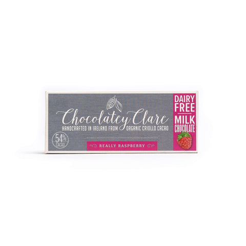 Chocolatey Clare Really Raspberry Dairy Free Chocolate Bar: 40g