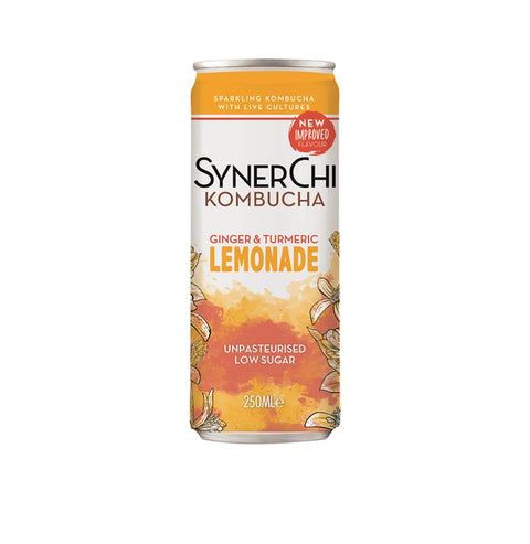 SynerChi Kombucha - Sencha Tea Lightly Sparkling: Ginger & Turmeric Lemonade