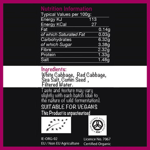 Naturally Gut Friendly. The Cultured Food Company Ruby Red Raw Sauerkraut 400g