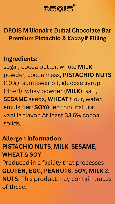 Drois Millionaire Dubai Chocolate Bar