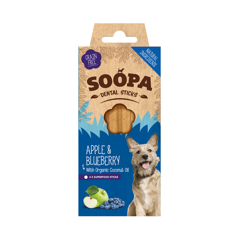 Soopa Healthy Dog Treats Dental Sticks Apple & Blueberry 100g