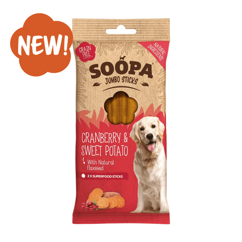 Soopa Healthy Dog Treats Jumbo Sticks Cranberry & Sweet Potato
