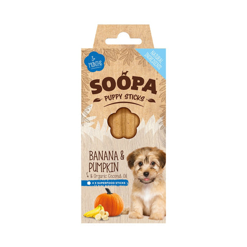 Soopa Healthy Dog Treats Puppy Sticks Banana & Pumpkin 100g