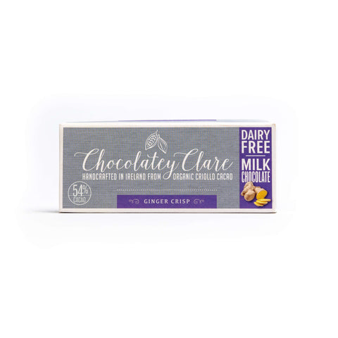 Chocolatey Clare Ginger Crisp Dairy Free Chocolate Bar: 40g