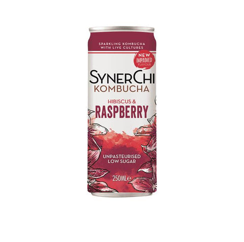SynerChi Kombucha - Sencha Tea Lightly Sparkling: Hibiscus & Raspberry